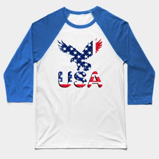 USA American Flag Typography Patriotic American  Vintage retro T-Shirt for Men, Women & Kids Baseball T-Shirt